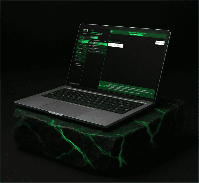 Plataforma de simulaciones Seller Trainer en una laptop
